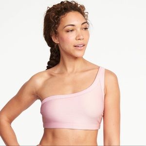 Pink ribbed bikini top